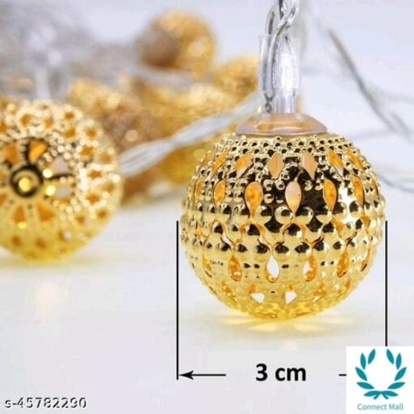 16 LED Metal Moroccon Orb Decorative String Light -  Yellow,  Metal, Pack of1